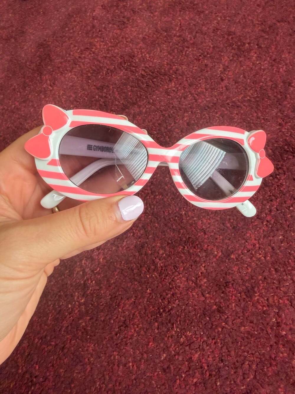 Gymboree Pink and White Striped Oval Sunglasses with Bows